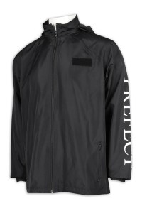 J837 made black wind jacket, elastic cuffs, zipper cap, 100% polyester, wind jacket manufacturer